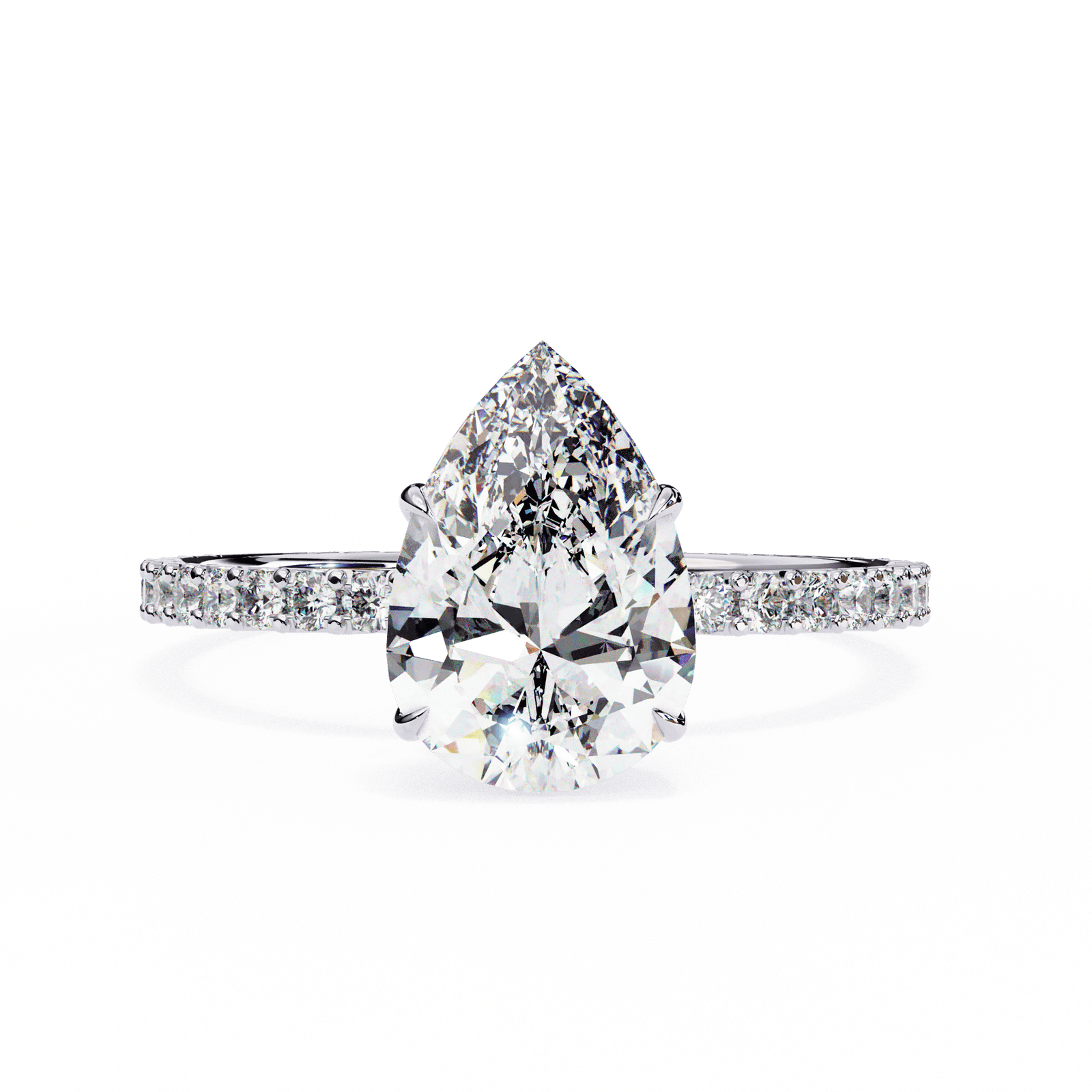 Pear-Cut Diamond Engagement Ring with Pave Band